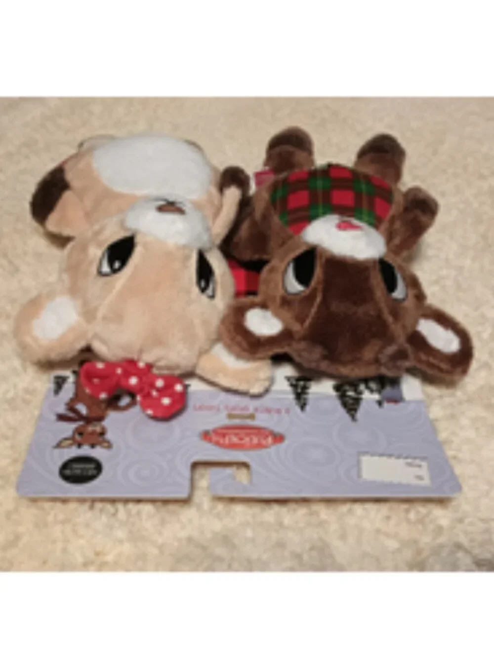 NWT ~ Rudolph the Red Nosed Reindeer 2-Pack Dog Toys with Squeakers & Crinkles